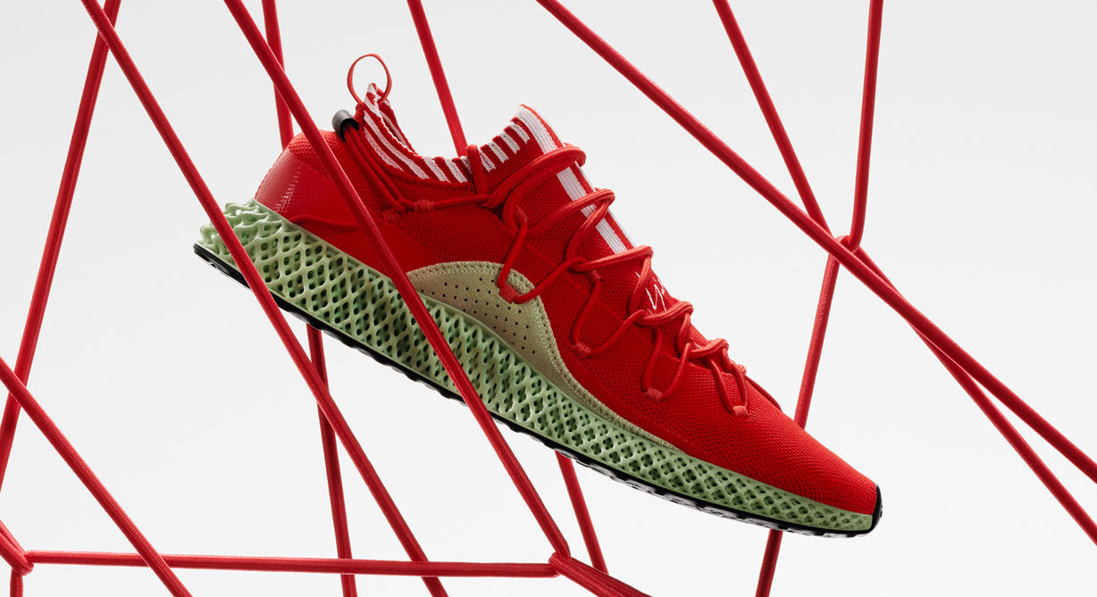 The Y-3 4D Runner in red, with Carbon 3D printed midsole. Image via Y-3/Adidas.