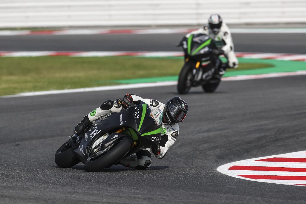 Test ride of the Energica Ego Corsa. Photo via CRP Technology