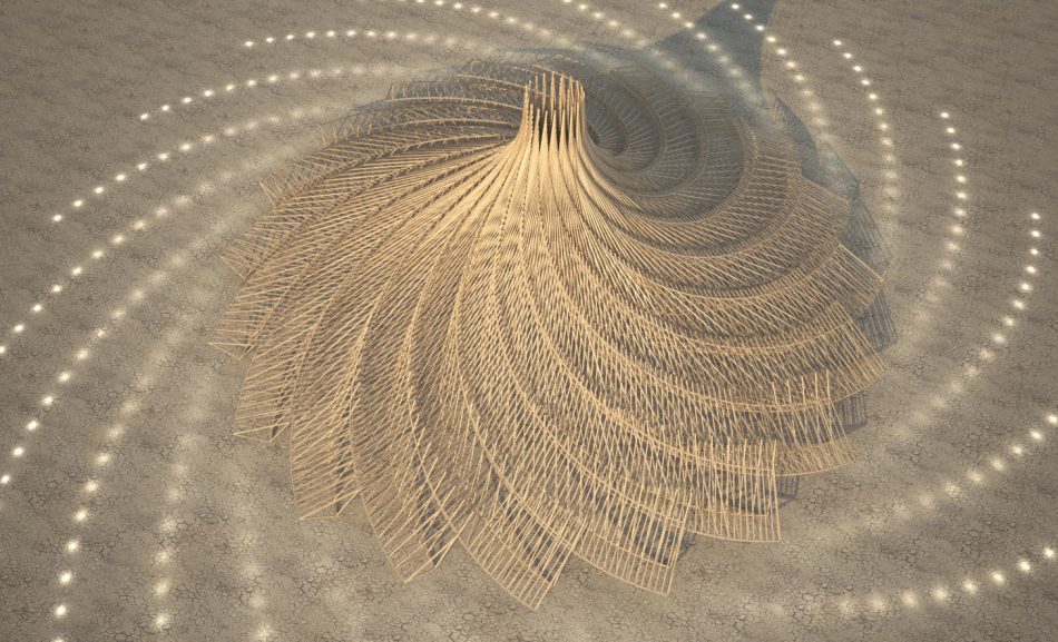 The Galaxia Temple for Burning Man 2018. Image via Mamou-Mani.