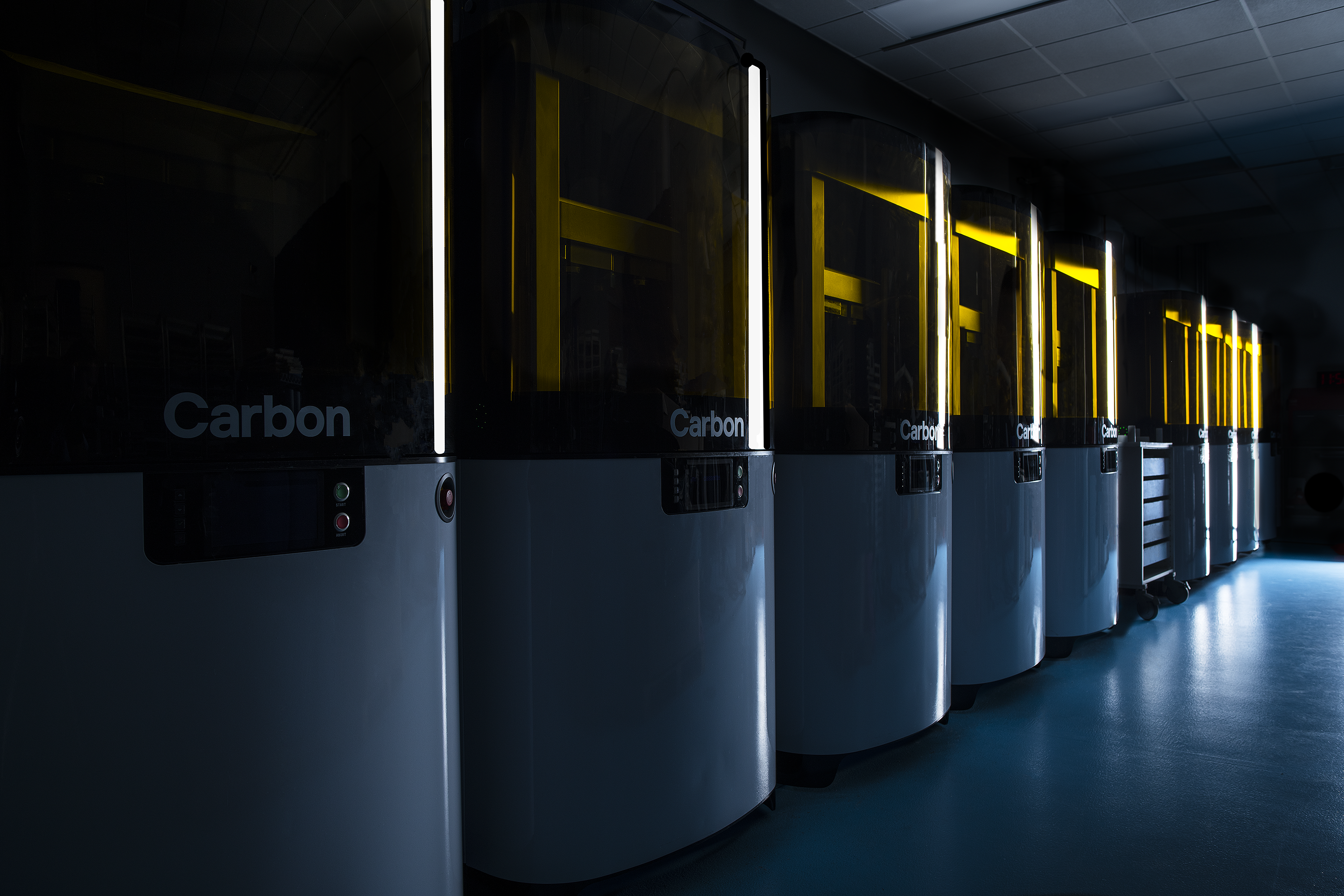A lab of Carbon L1 3D printers. Photo via Carbon