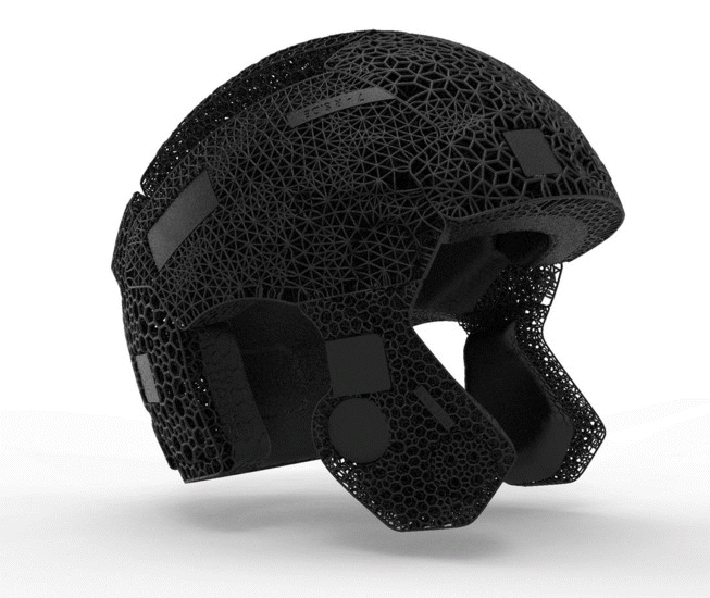 Digital render of the L1 3D printed SpeedFlex Precision Diamond helmet lining. Image via Carbon