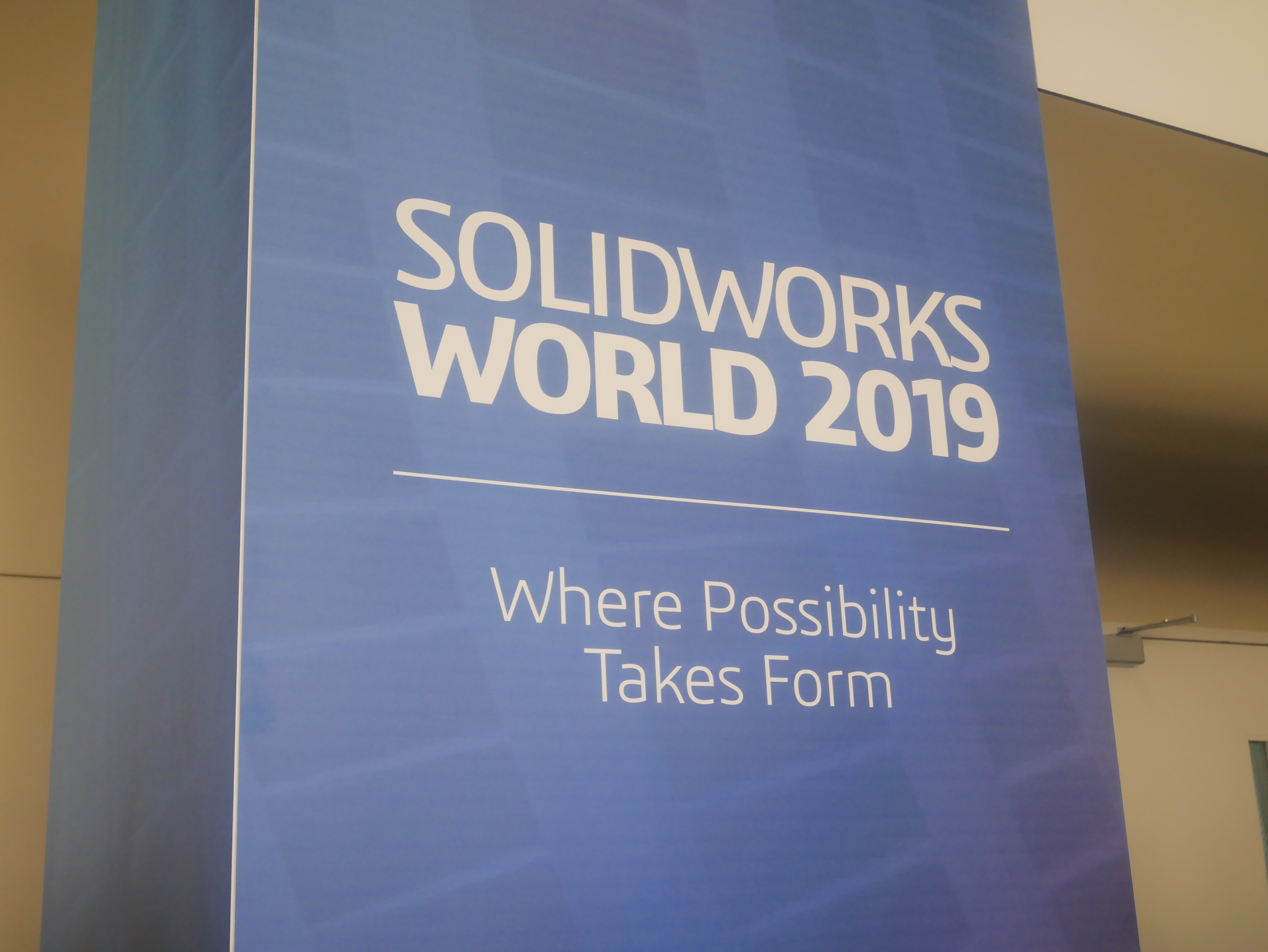 Signage at SOLIDWORKS World 2019. Photo by Tia Vialva.