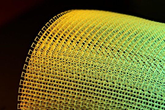 A 3D printed flexible sheet of piezoelectric material. Image via Virginia Tech.