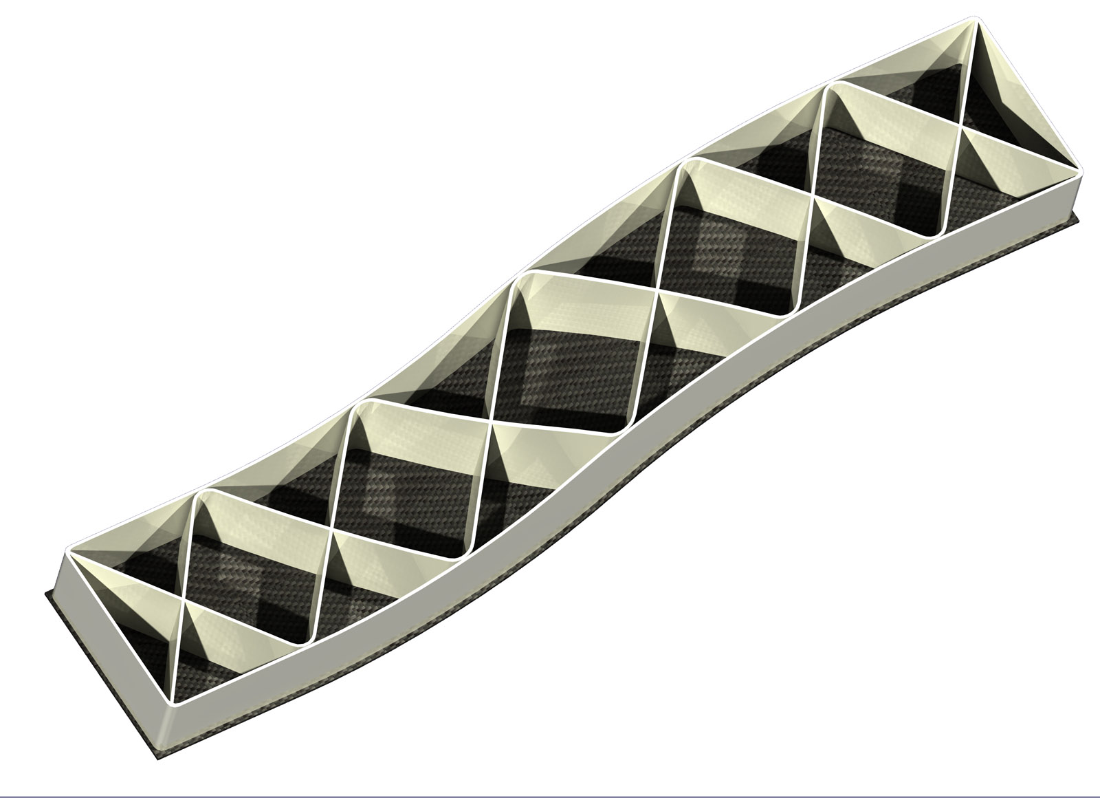 This experimental component is a hybrid of carbon fiber reinforced plastic sheet metal and 3D printed structures – SEAM makes it possible to print on injection-molded components or sheet metal for the first time. Image via Fraunhofer IWU.