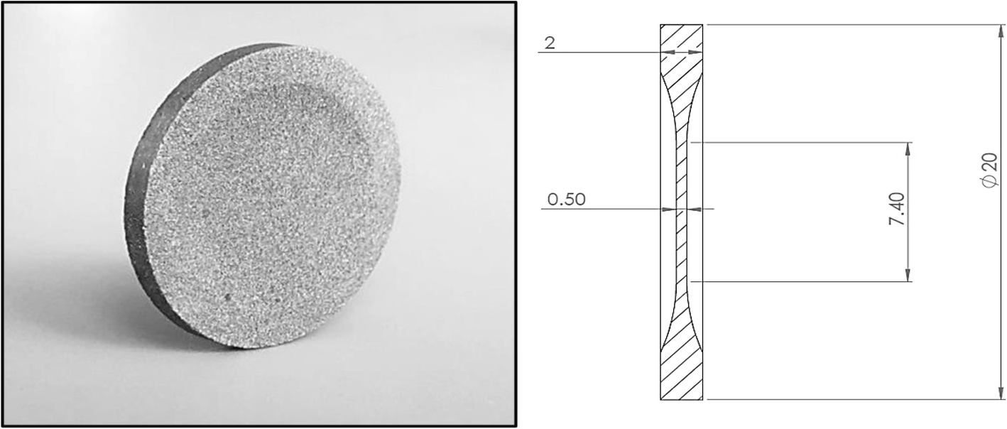 Photograph of the 3D printed disk and schematic diagram of disk dimensions. Image via ICR.