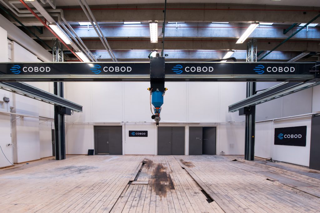 The BOD2 3D printer in testing facilities. Photo via COBOD.