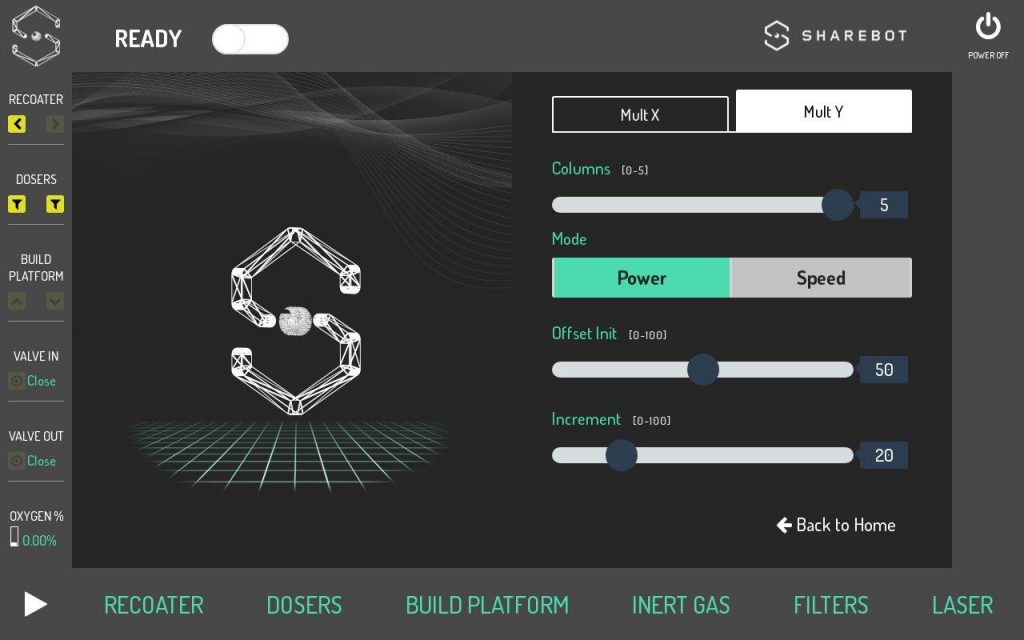 Touch screen interface of the Sharebot metalONE. Image via Sharebot