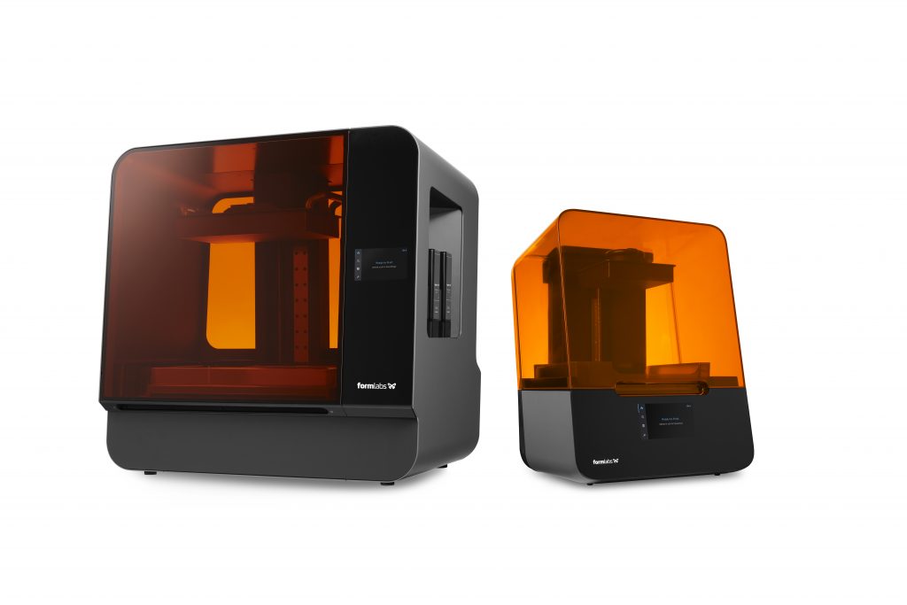 The Form 3L (left) and Form 3 (right) 3D printers. Photo via Formlabs