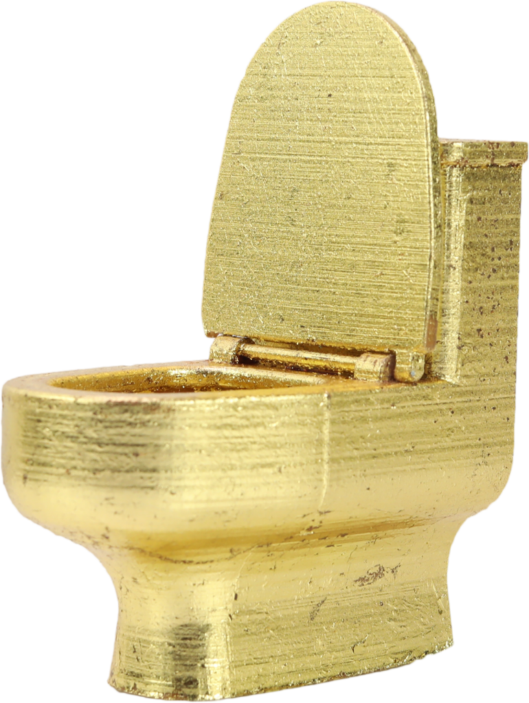 A toilet "3D printed" from XYZPrinting's 24K Gold PLA. Photo via XYZPrinting