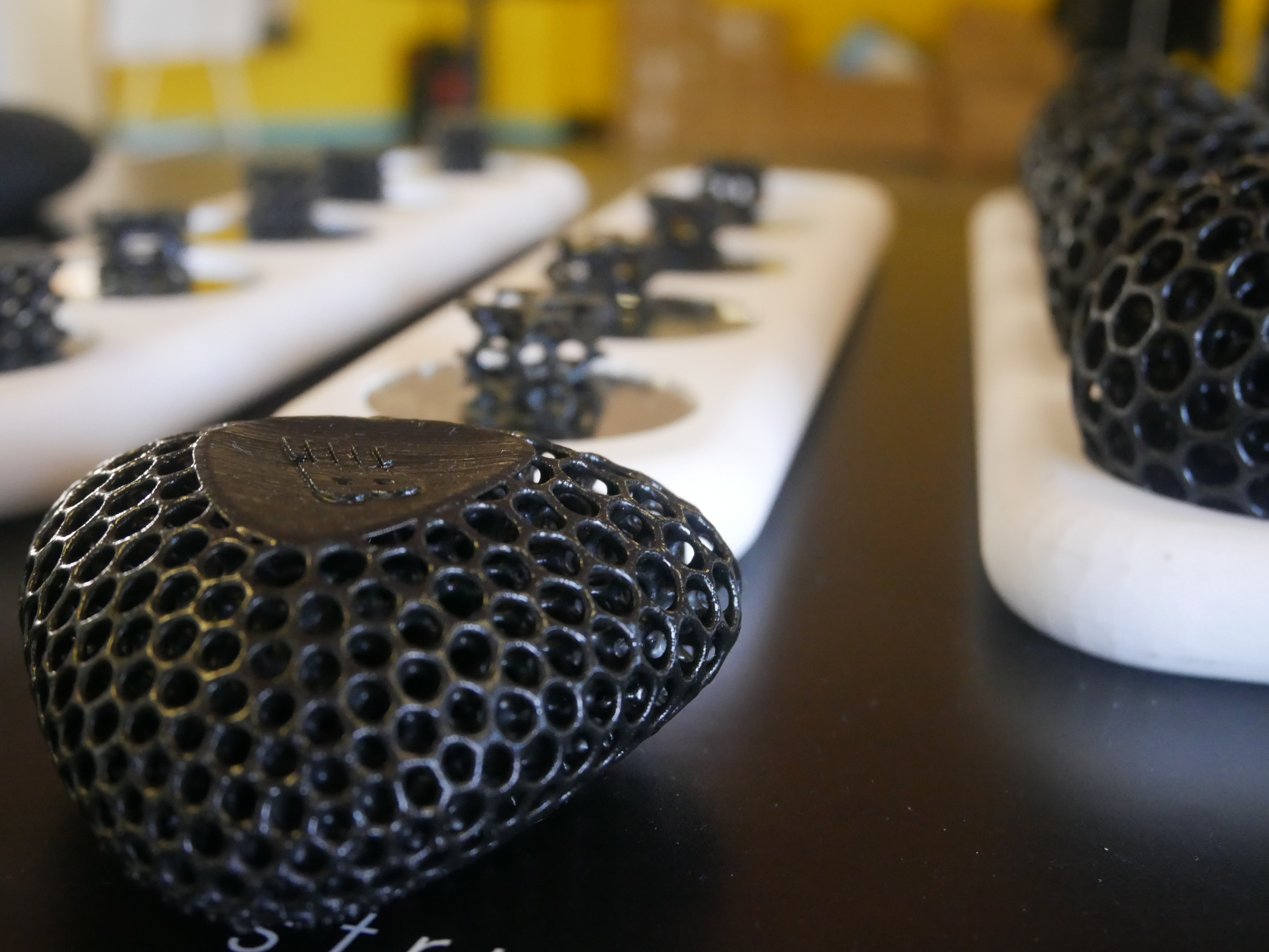 3D printed forms created from the newly developed New Balance Formlabs resin. Photo by Tia Vialva.