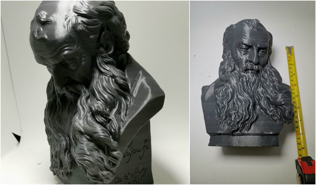 Tête d'un vieil homme barbu Sculpture de 23 cm de haut imprimée en 3D sur le M300 Plus.