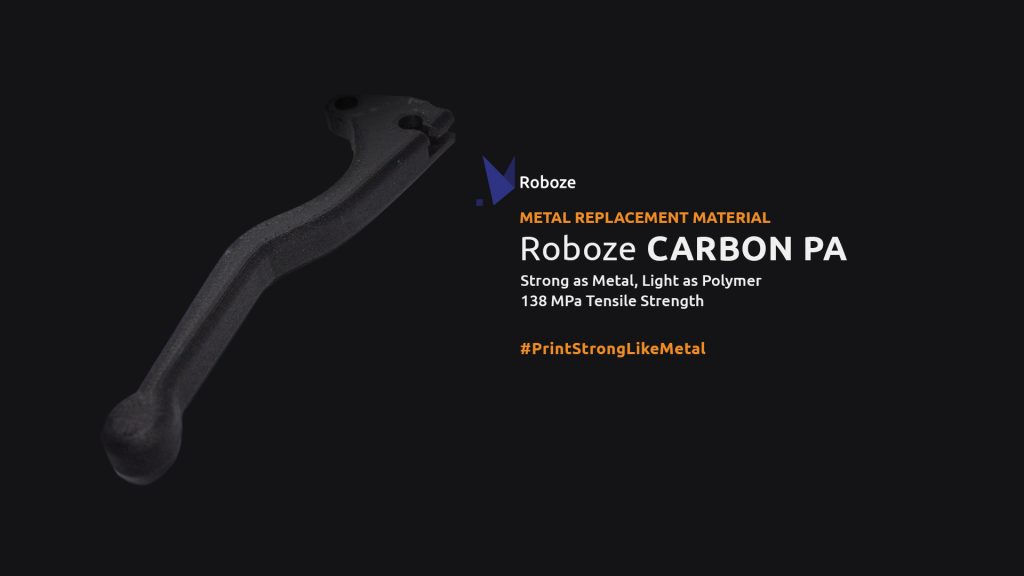 3D printed brake lever made in Carbon PA. Image via Roboze.