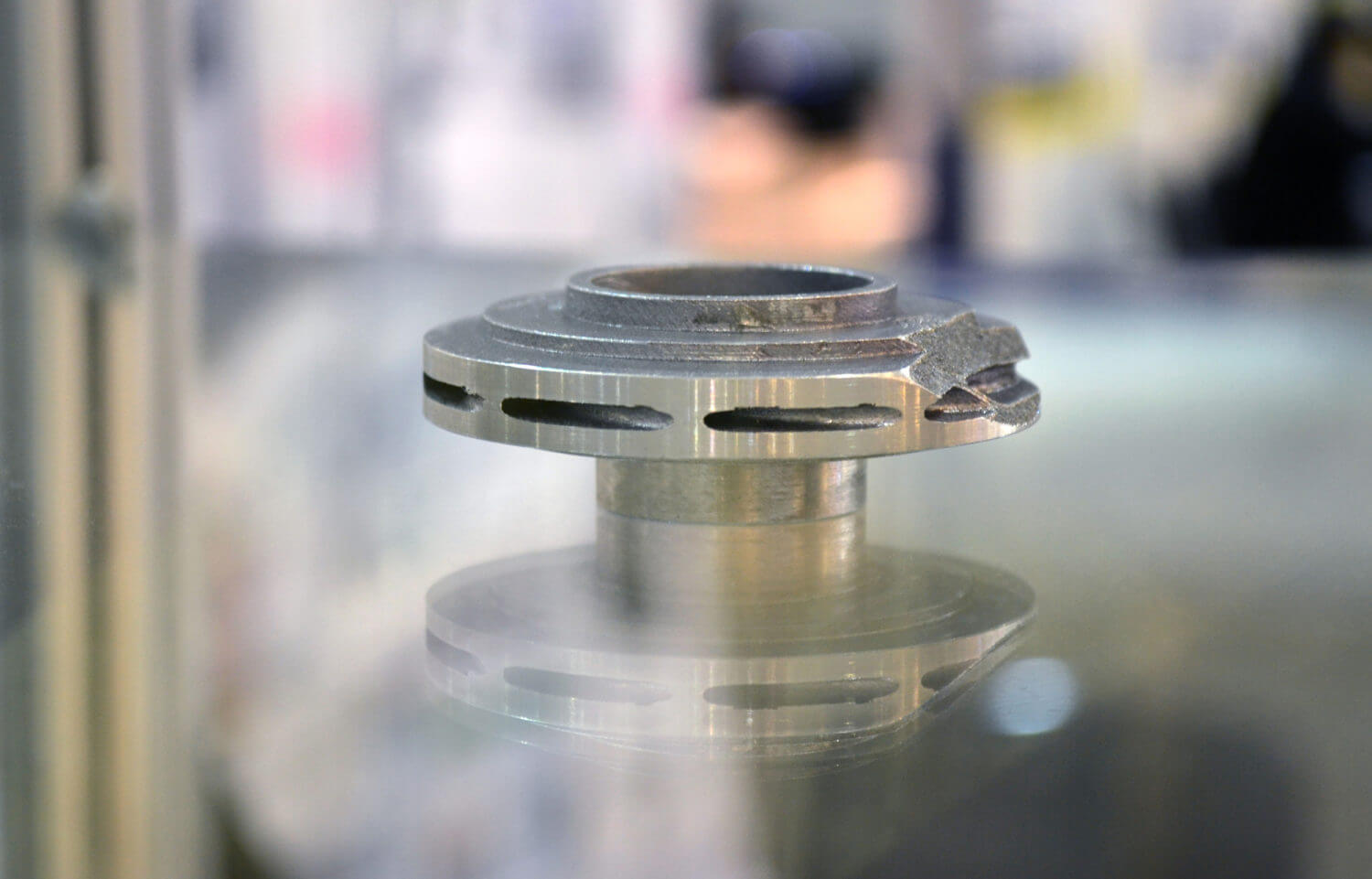 A 3D printed metal part inspected by the PrintRite3D platform. Photo via Sigma Labs.