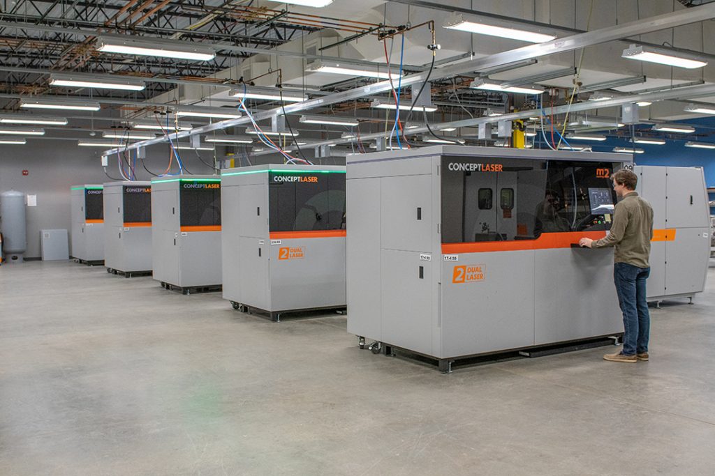Concept Laser DMLS machines at Protolabs. Photo via Protolabs