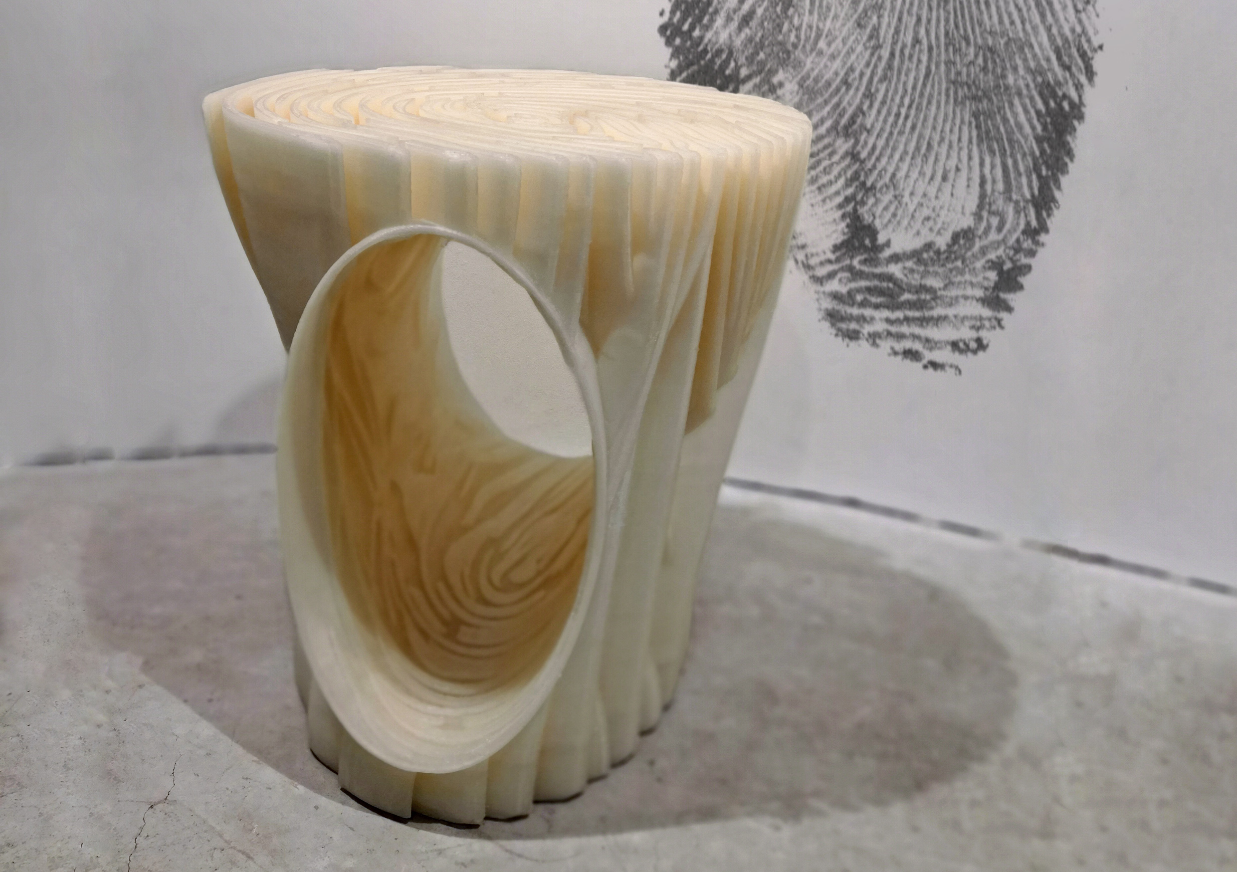 The 3D printed fingerprint stool. Photo via BigRep.