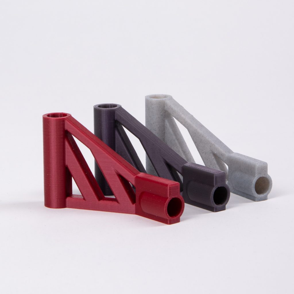 3D printed PLA fixtures. Photo via ZMorph.