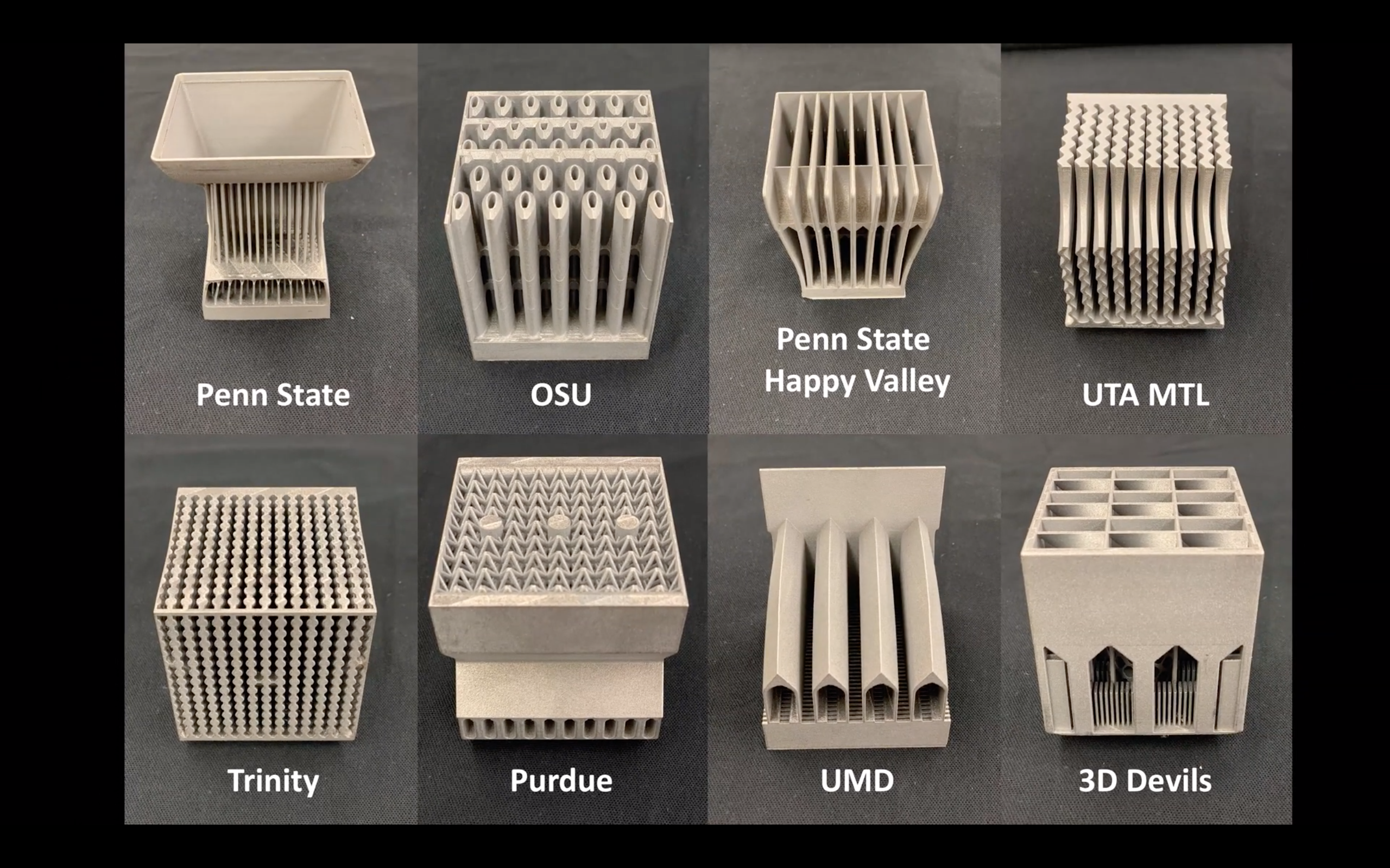 Entries to the GE sponsored heat-sink design competition. Image via Purdue University
