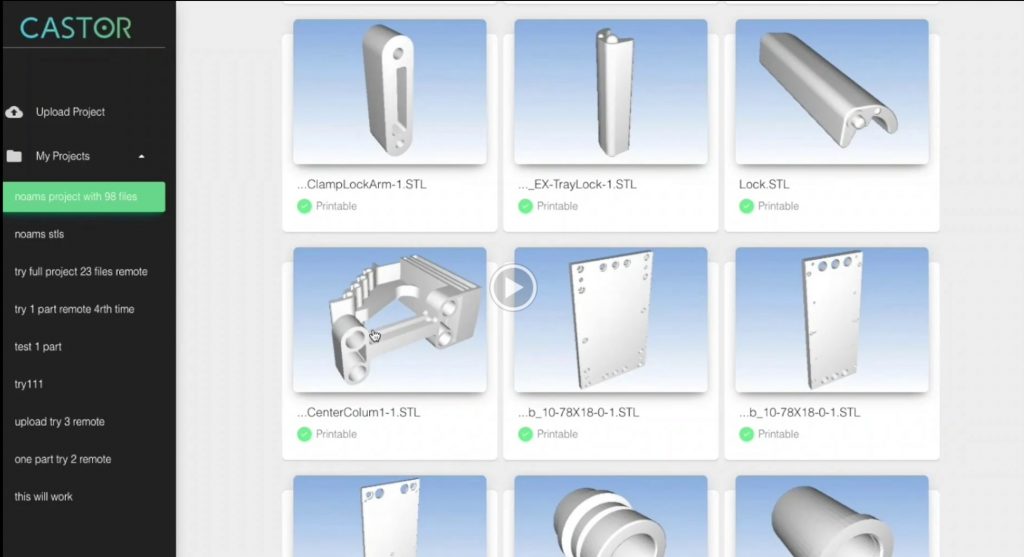Parts identified for 3D printing in the Castor platform. Image via Castor Technologies