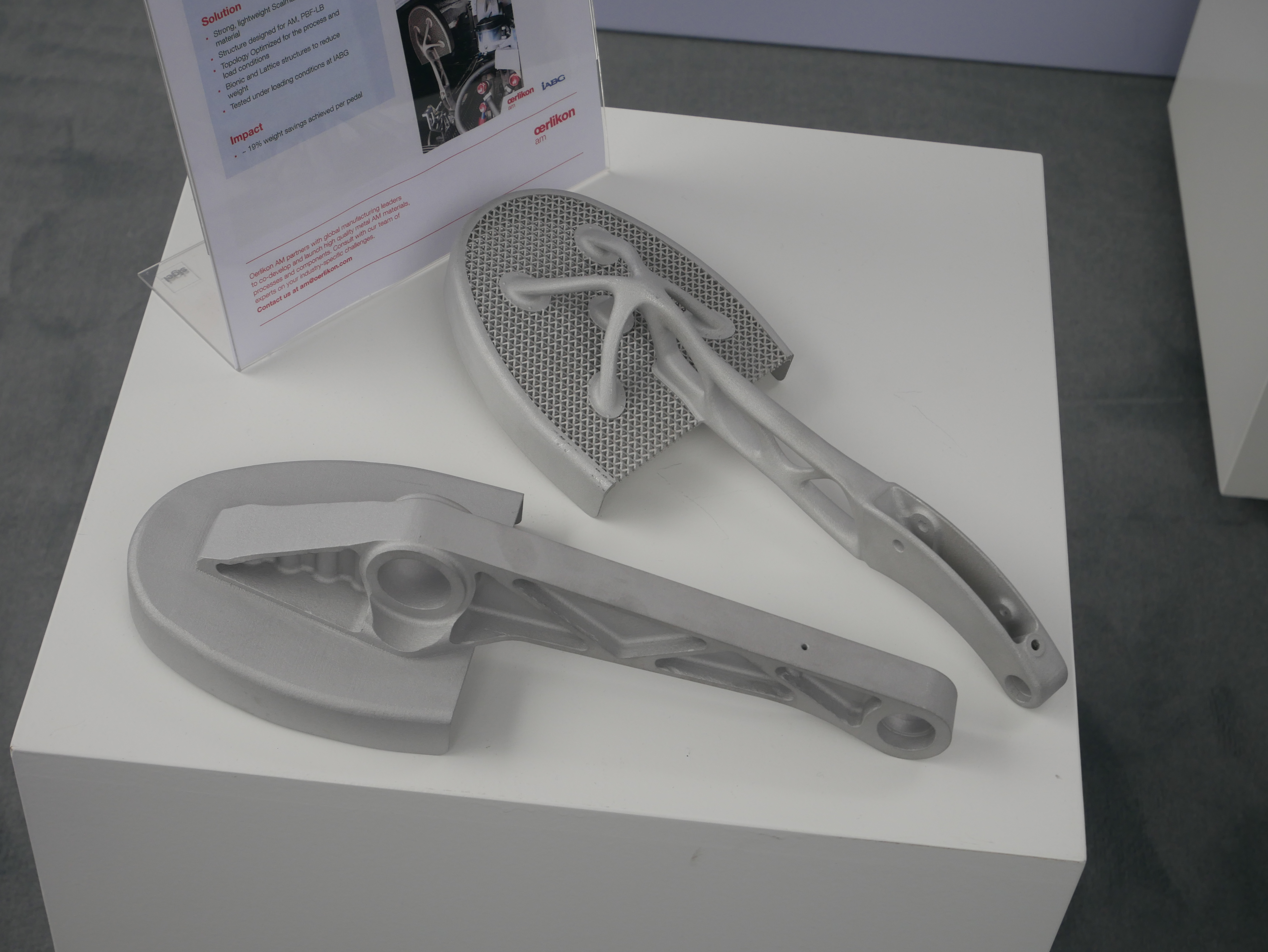 3D printed UBRacing throttle and brake pedals designed by Oerlikon. Photo by Tia Vialva.