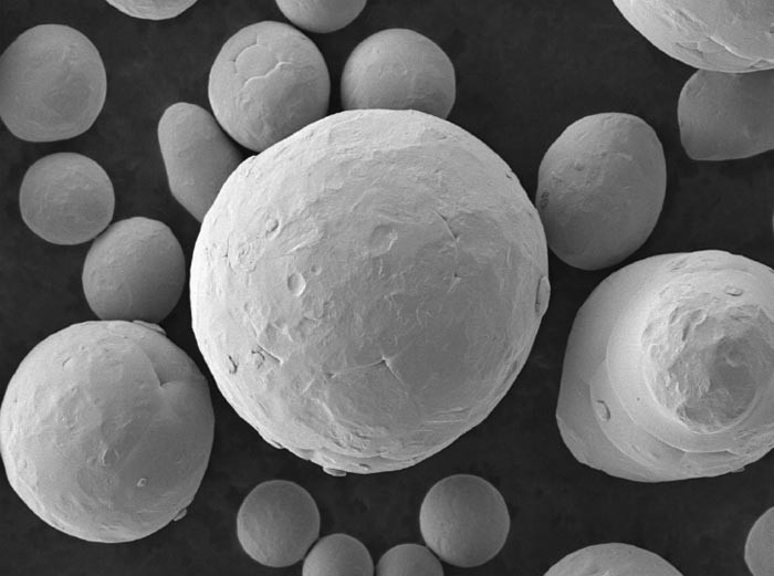 Spherical niobium powder for additive manufacturing. Image via H.C. Starck Tantalum and Niobium.