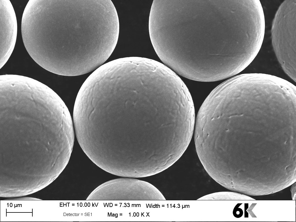 SEM photograph of 6K powder particles. Image via 6K