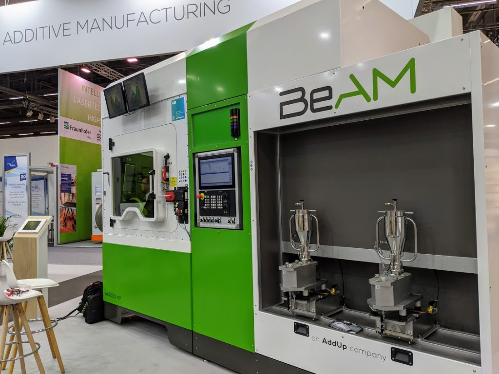 BeAM on the AddUp booth at formnext 2019. Photo by Michael Petch.