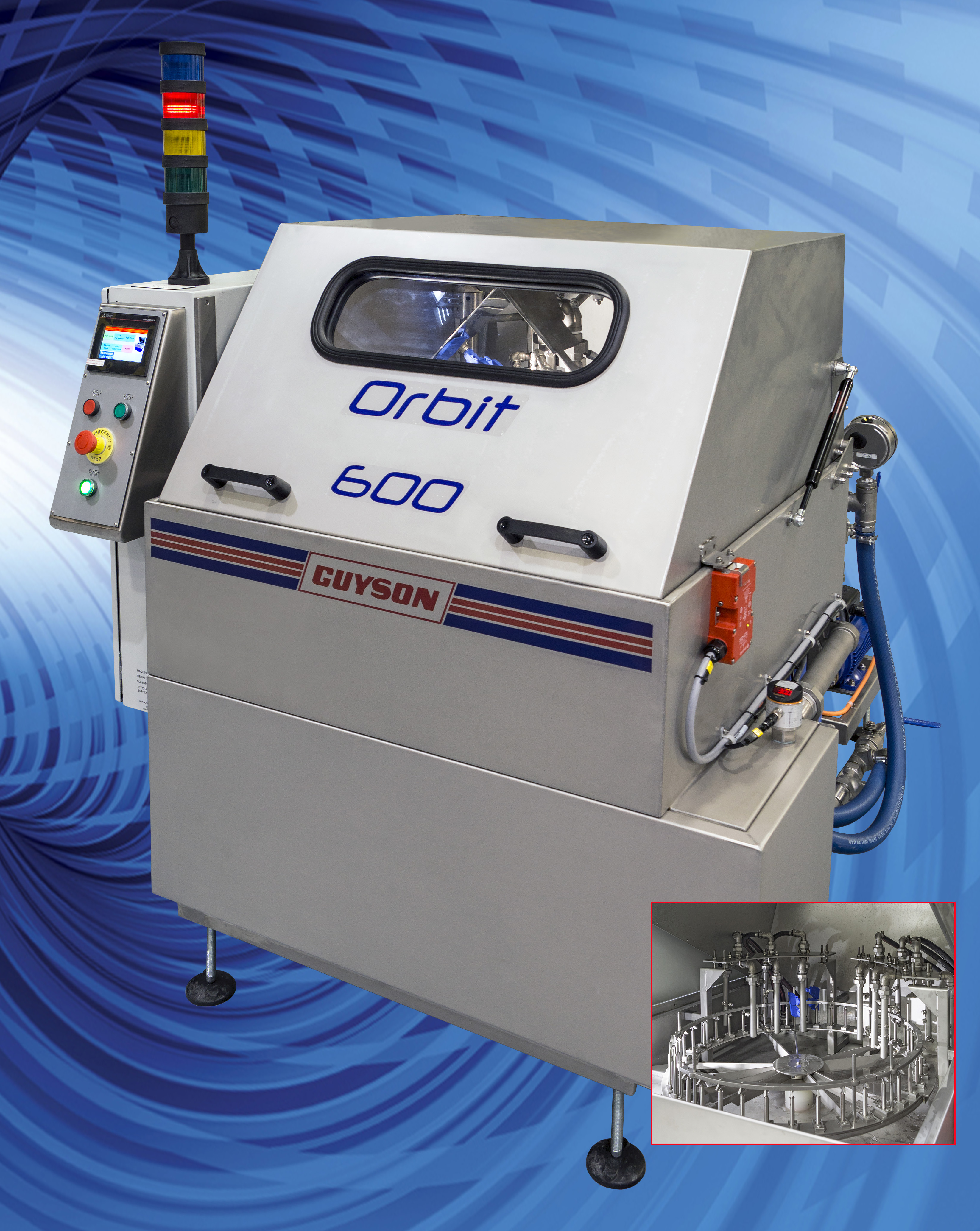 The Orbit 600 Special Powder Flush system for removal of residual additive manufacturing powders from trabecular structures. Photo via Guyson International.