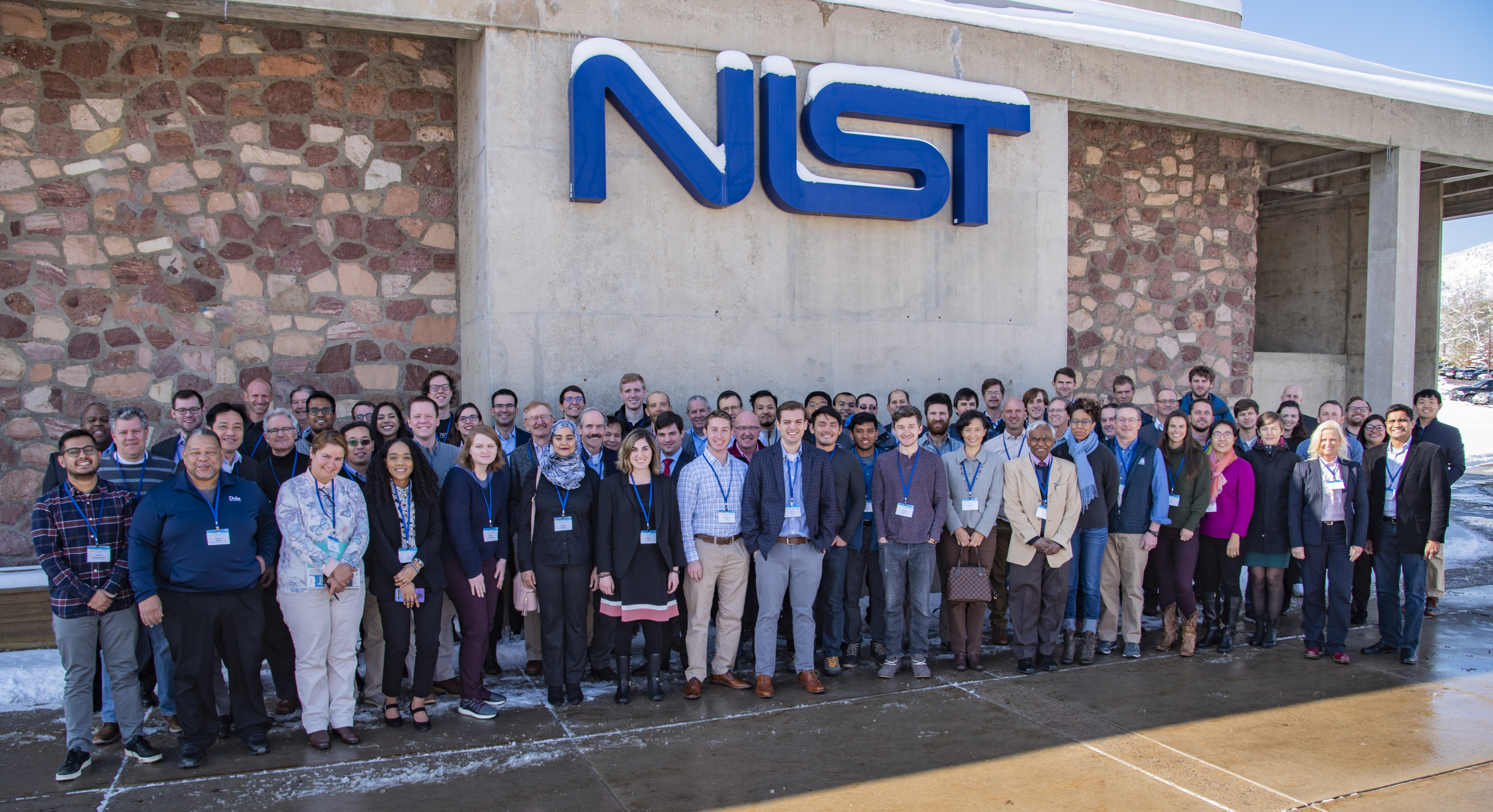 Attendees of PAM2019 outside the NIST facility. Photo via NIST.