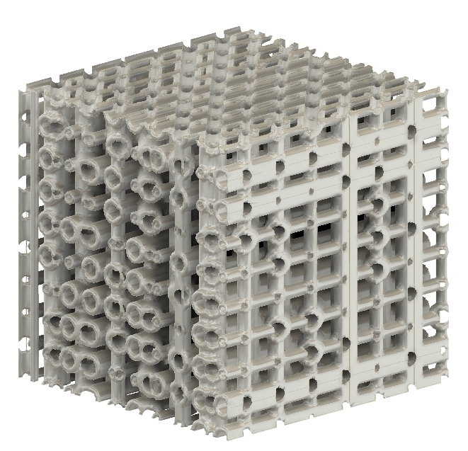 A basic dense scaffold generated in TissueWorkshop. Image via Prellis Biologics