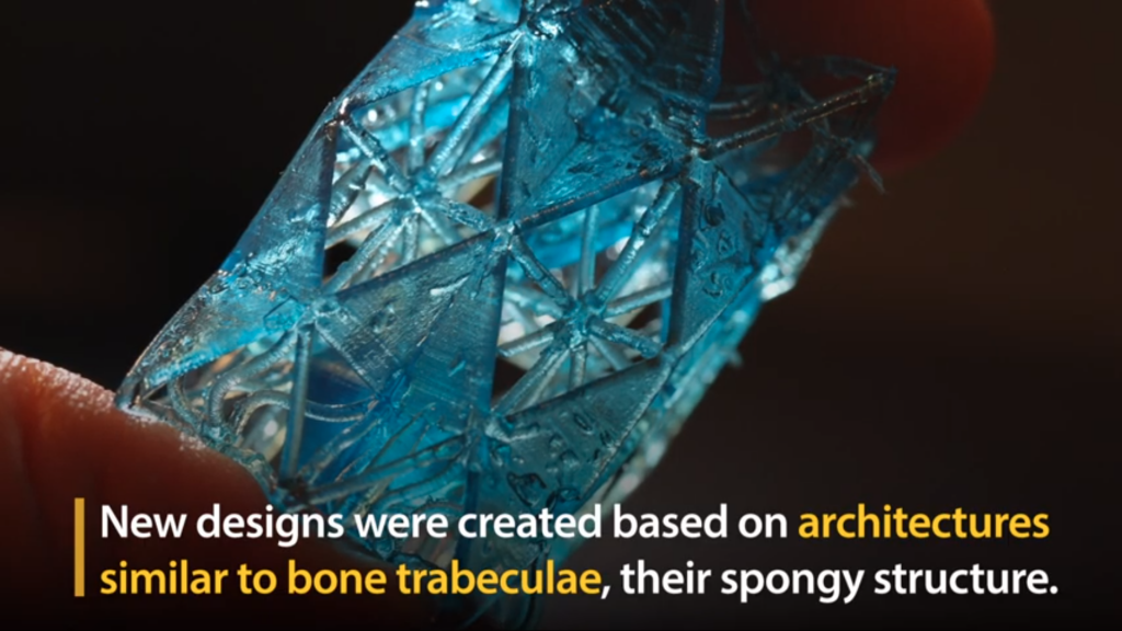 A bone-inspired microarchitecture 3D printed as part of a study by Cornell University, Purdue University, and Case Western Reserve University. Image via Purdue Engineering