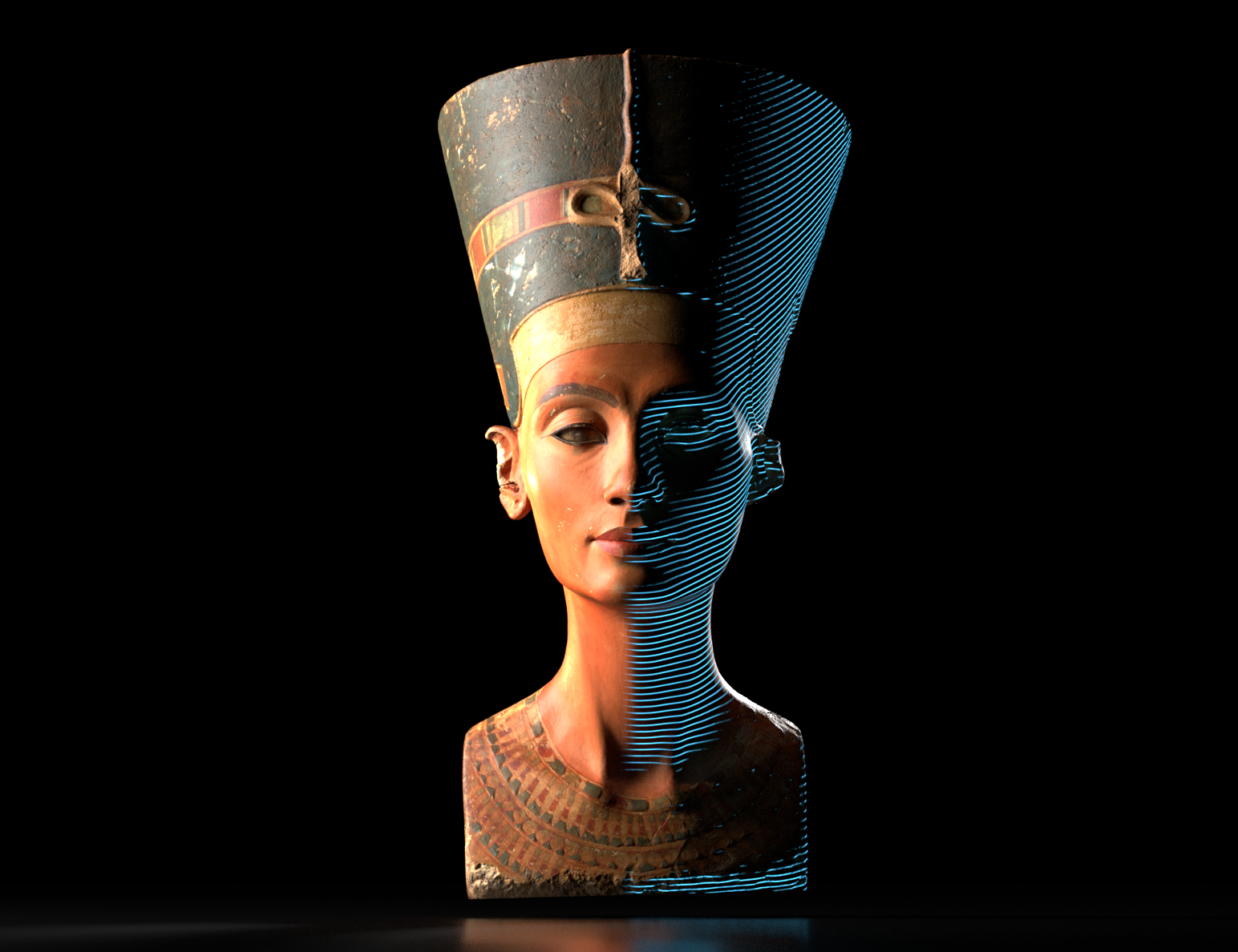A 3D render of the Bust of Nefertiti. Image via Cosmo Wenman.