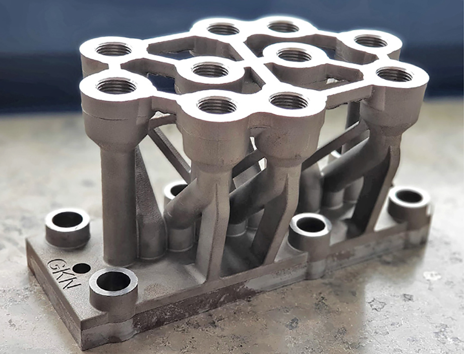 Hydraulic block redesigned for AM. Photo via GKN.