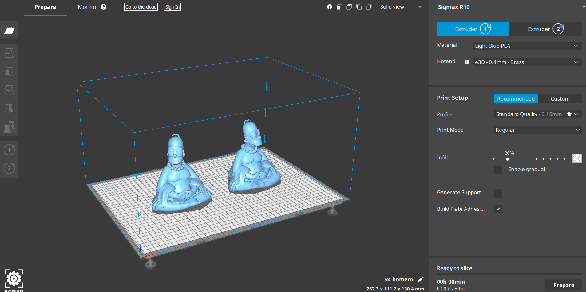 Interface utilisateur BCN3D Cura.  Image par l'industrie de l'impression 3D.