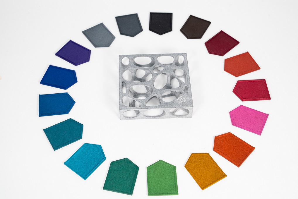 17 new colors for grey HP MJF parts. Photo via DyeMansion.