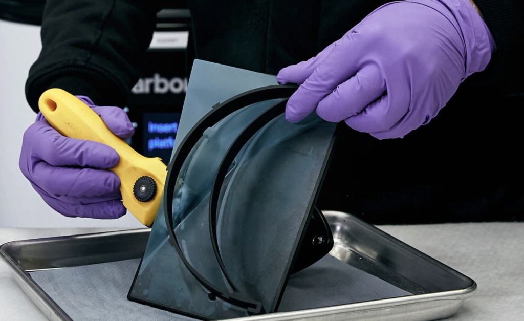 Lamborghini 3D printing face shields for medical staff. Photo via Lamborghini.
