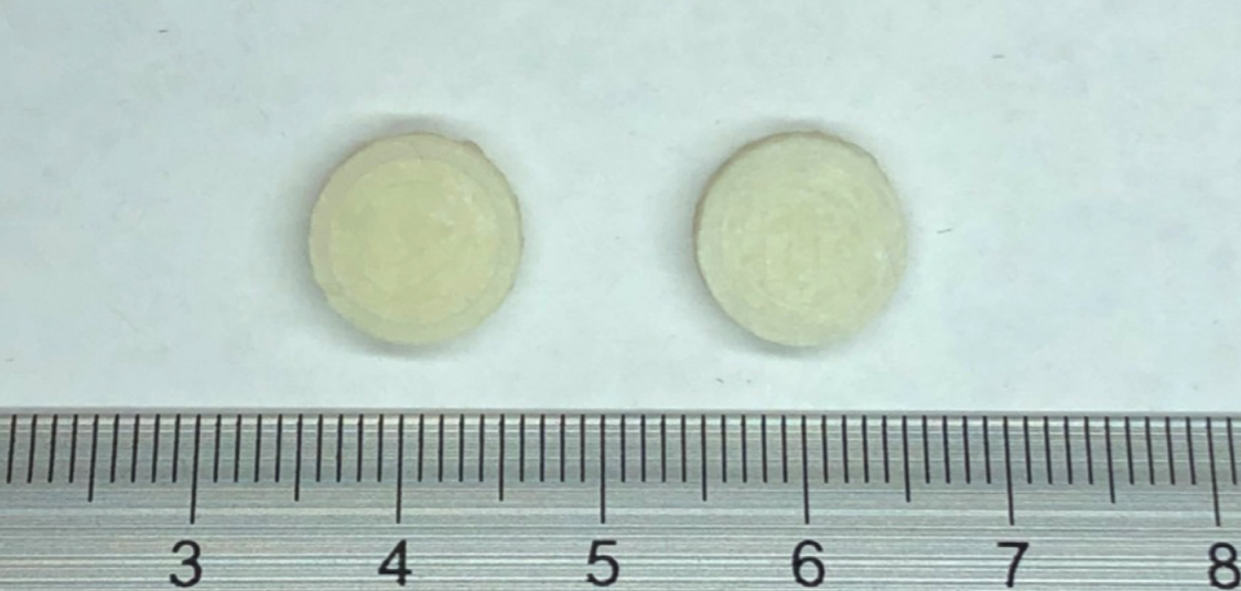 3D printed tramadol tablets. Photo via UCL.