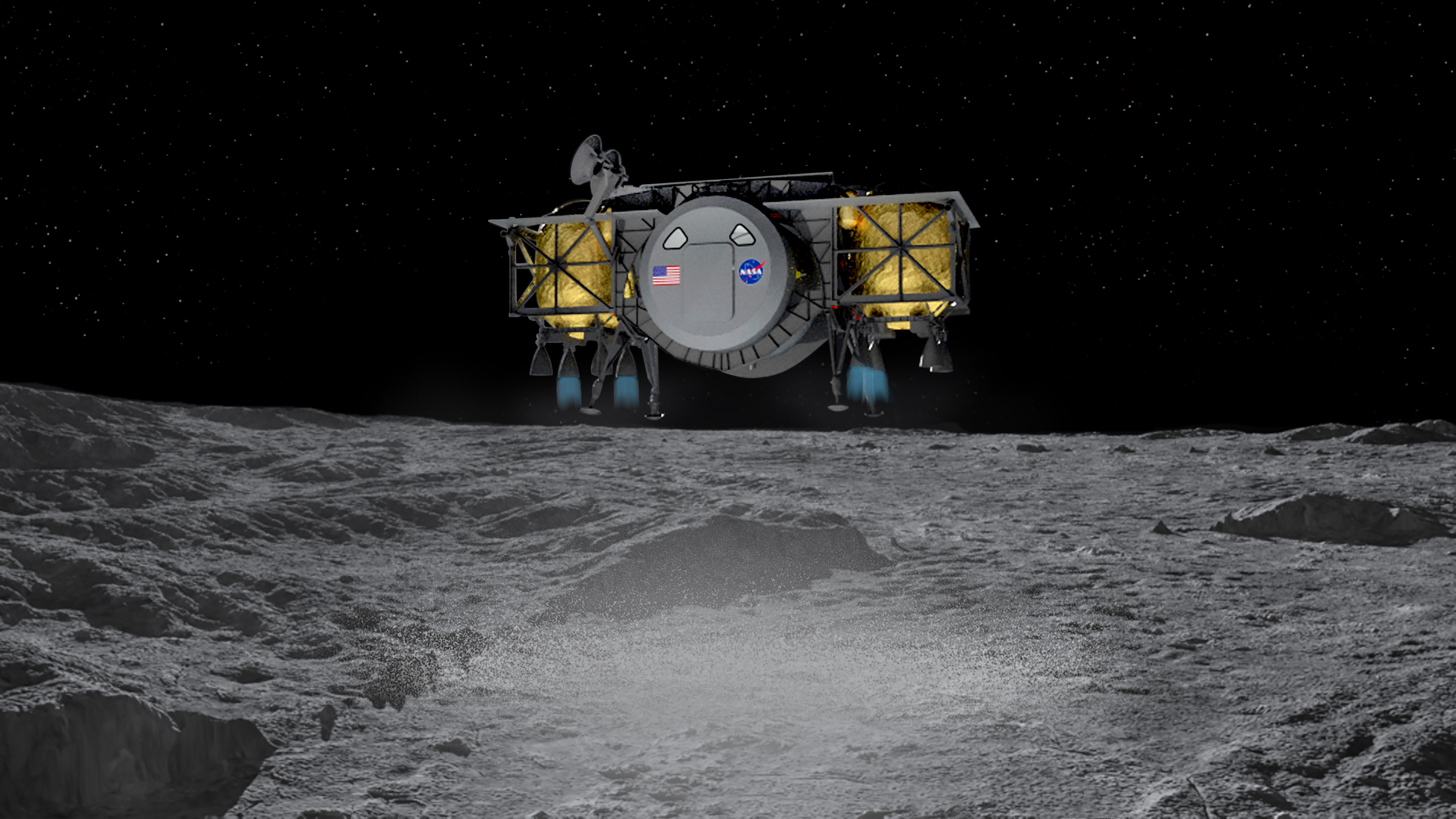 Human lander on the surface of the moon. Image via Dynetics.