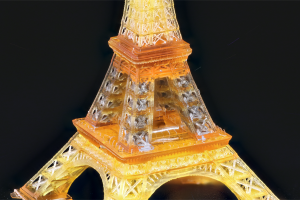 The researchers demonstrated their novel 3D printing technique by producing a replica Eiffel tower. Photo via UCLA.