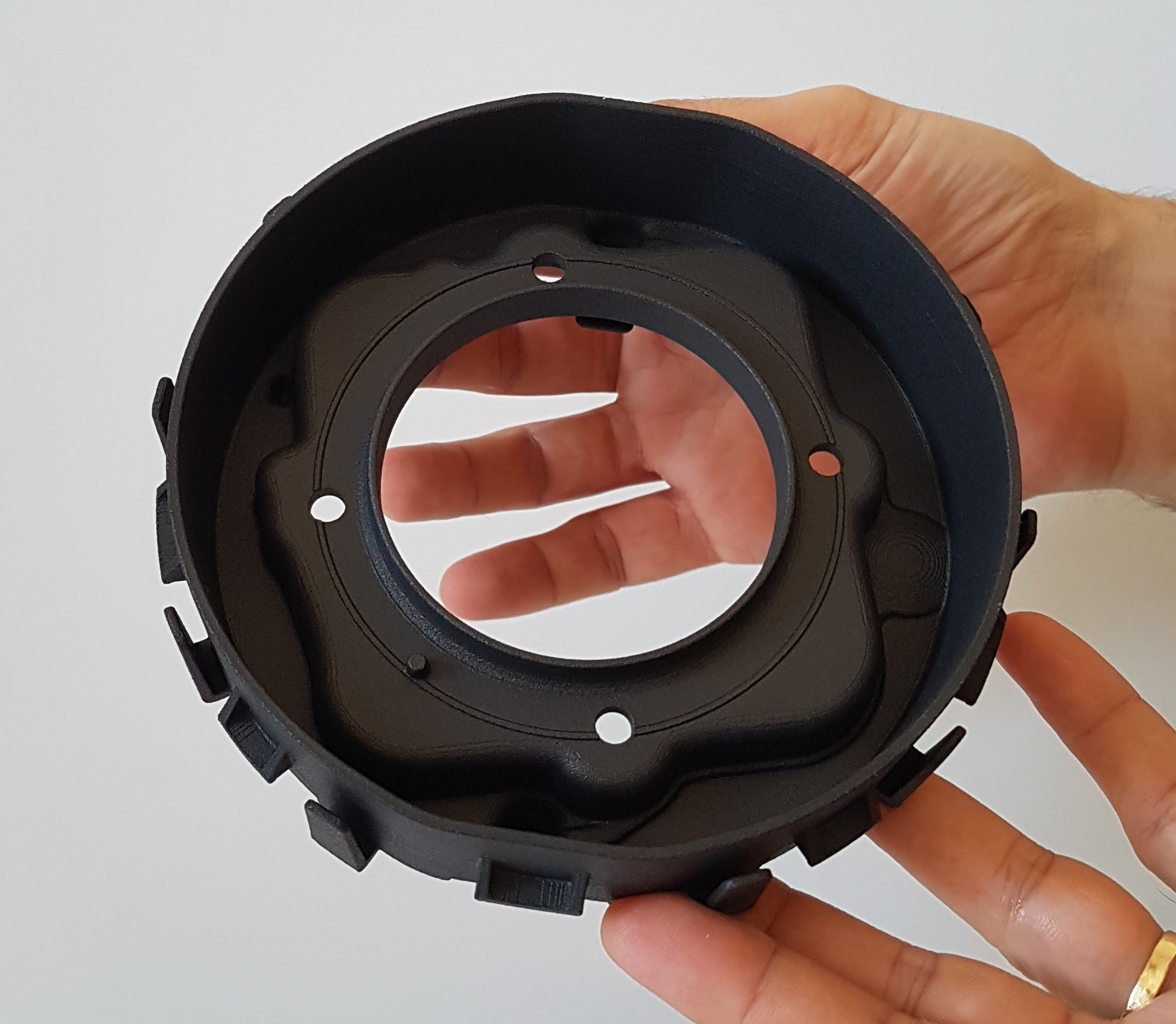 3D printed Driver Airbag (DAB) housing in Windform SP internal view. Photo via CRP.
