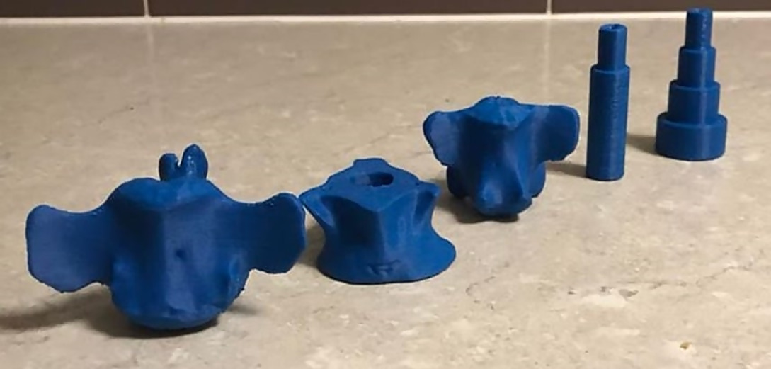 The 3D printed test models that the researchers produced while optimizing the scanner's SRI settings. Image via the Journal of Medical Radiation Sciences.