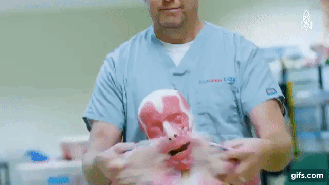 Syndaver have expanded their offering from synthetic humans for surgical testing to selling 3D printers. Gif created at gifs.com.
