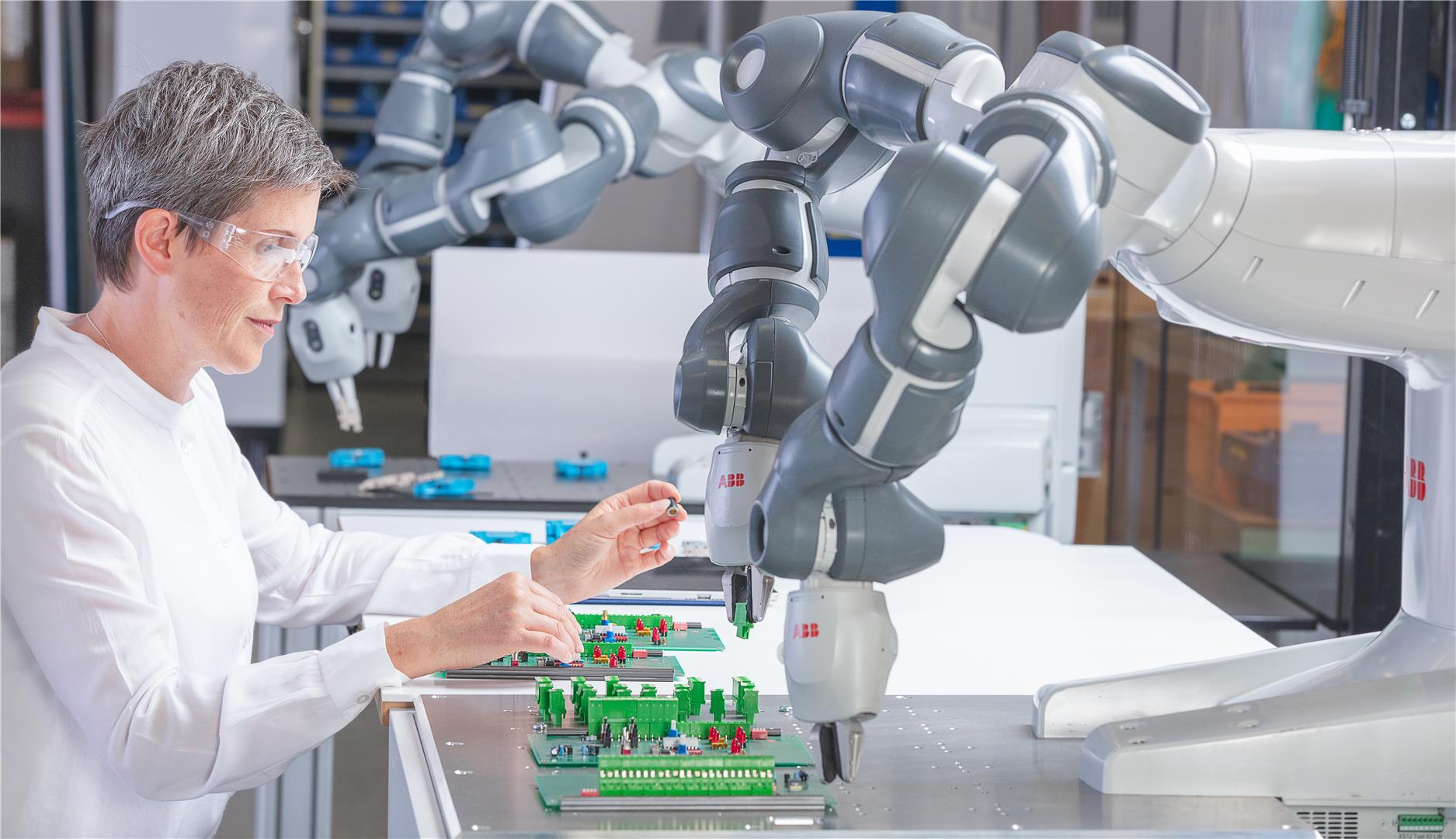 The YuMi 1400 is capable of performing a number of precision tasks (pictured). Photo via ABB Robotics.