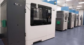 Marchesini Group's 3D printing facility, featuring twelve industrial-grade Stratasys 3D printers. Photo via Stratasys.