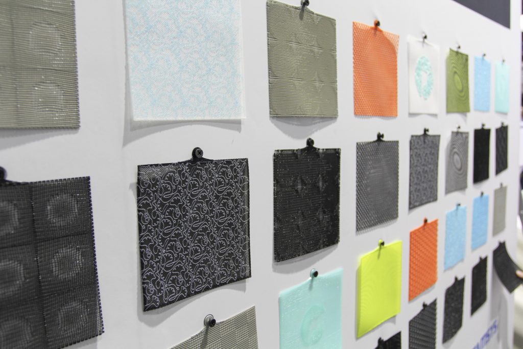 The fabrics being debuted at a trade show in Shanghai. Photo via Polymaker.