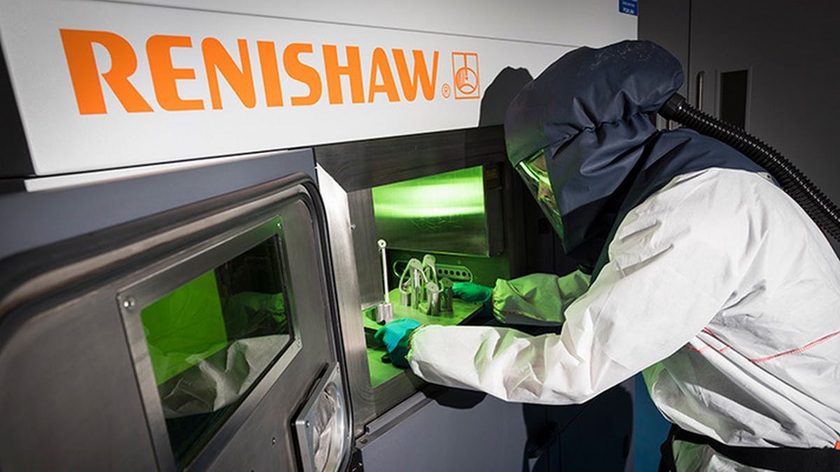 Renishaw manufactures industrial-grade PBF and DED systems for a variety of industries. Photo via Renishaw.