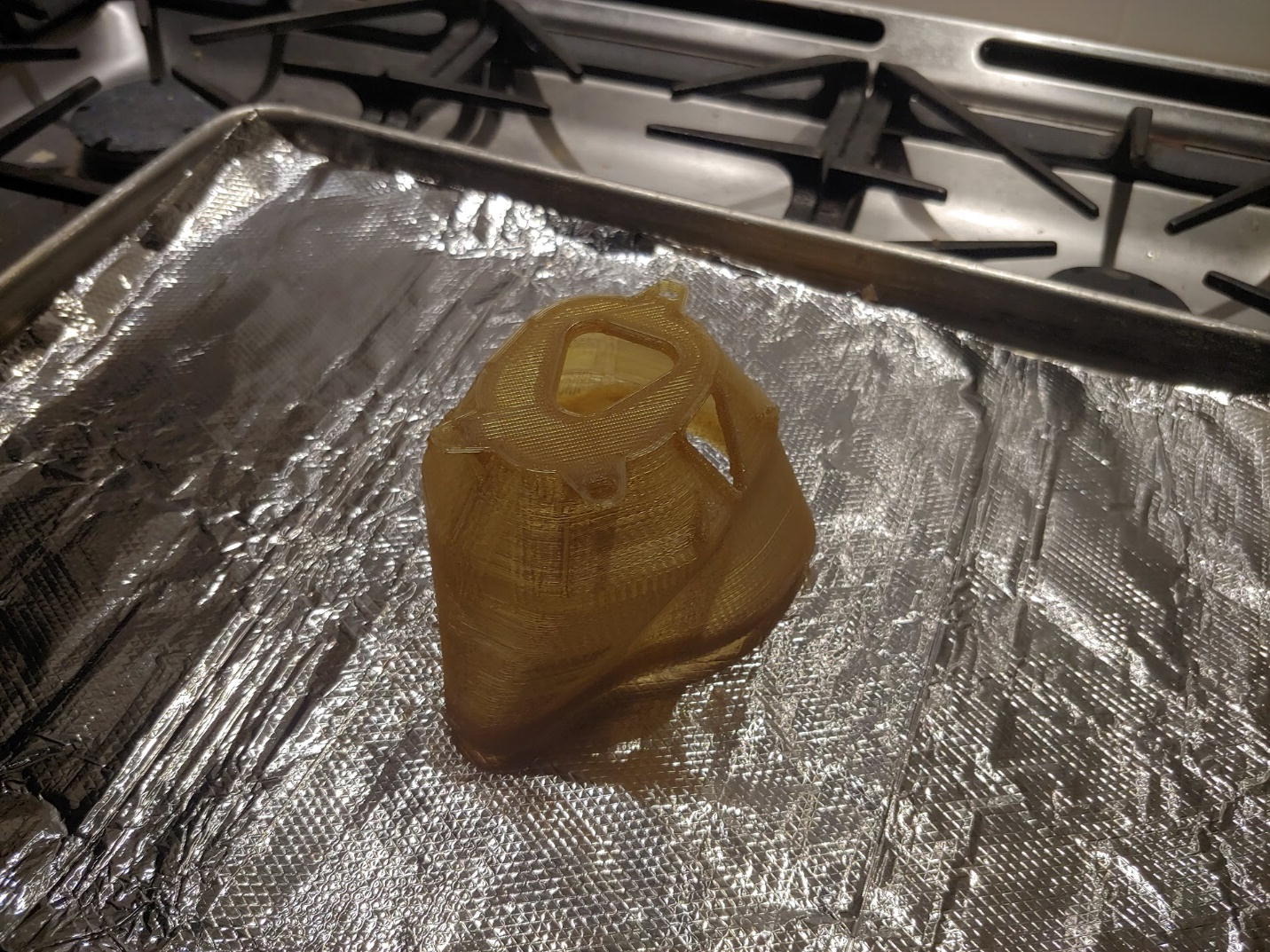 The 3D printed PEKK mask after oven sterilization. Photo via Joshua Pearce.