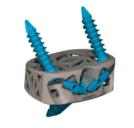 Featured image shows 4WEB Medical's 3D printed Anterior spinal implant device. Image via 4WEB Medical.