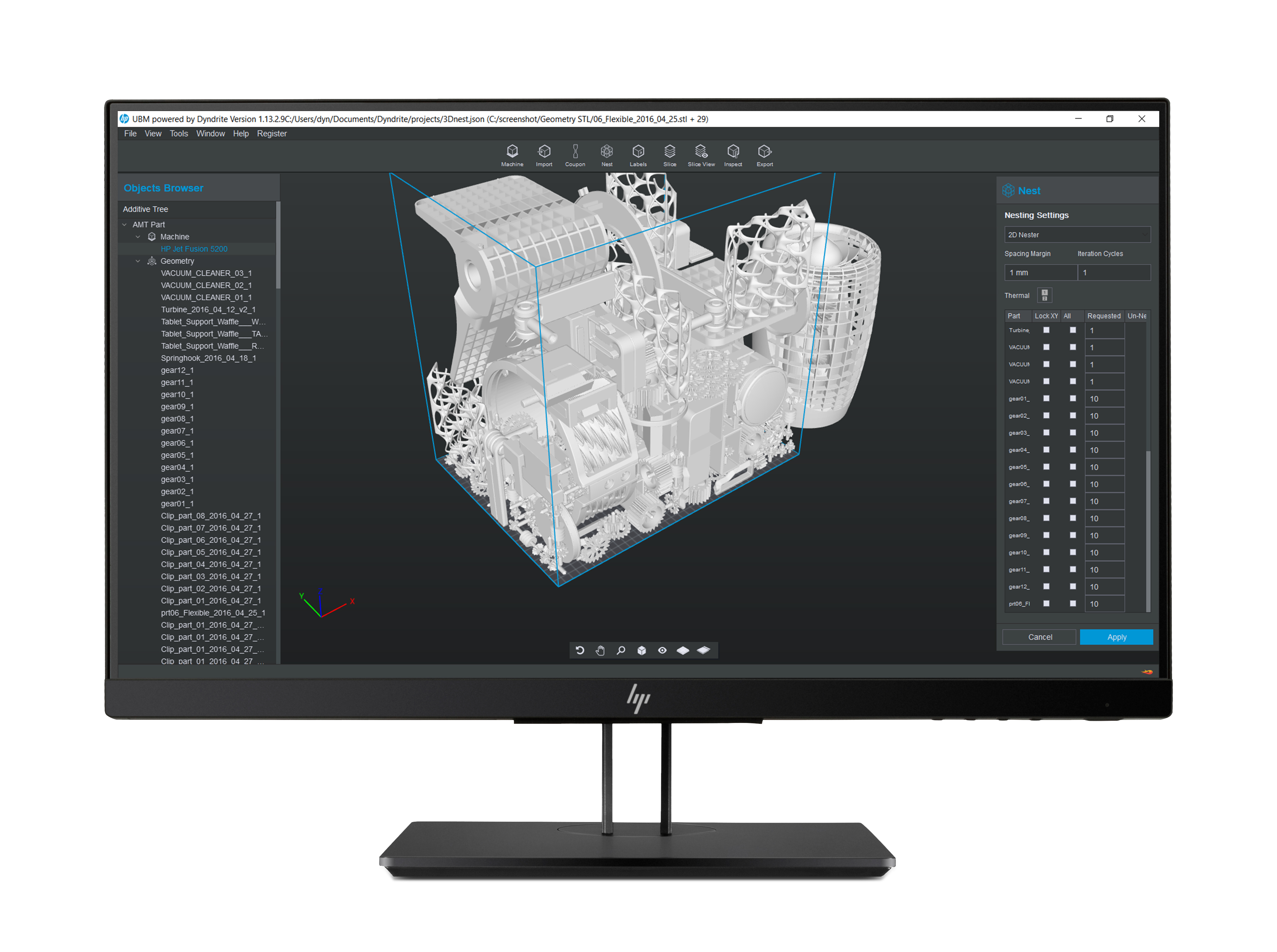 The new HP Universal Build Manager enables personalization and end-to-end control across multiple additive manufacturing technologies. Image vai HP.
