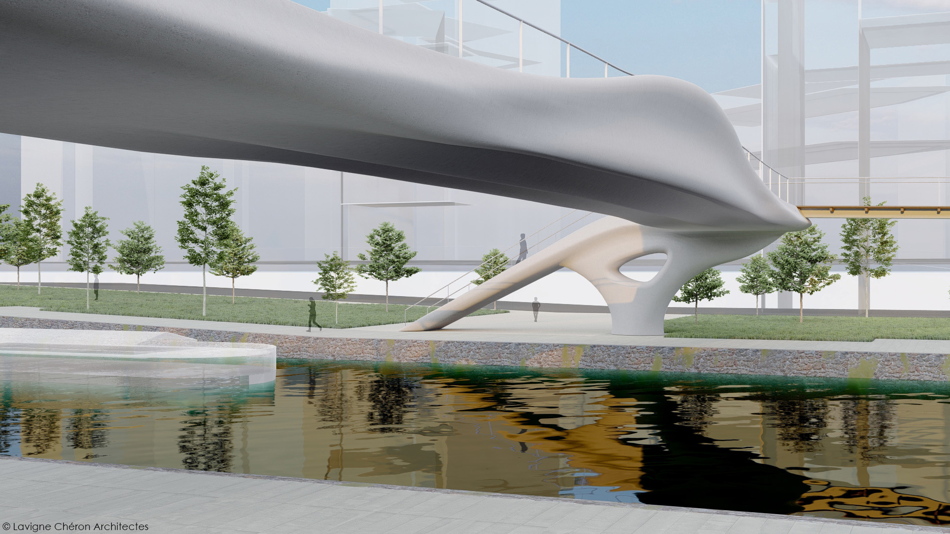 the bridge will be constructed in anticipation of the 2024 Paris Olympic Games. Image via XtreeE.