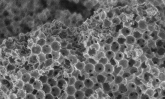 The researchers' new sponge-like catalyst could enable the production of more efficient biofuels. Image via RMIT University.